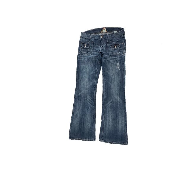 Lucky Brand Ashbury Bootcut Distressed Women's size 6 Dark Blue Denim Jeans - Picture 1 of 5
